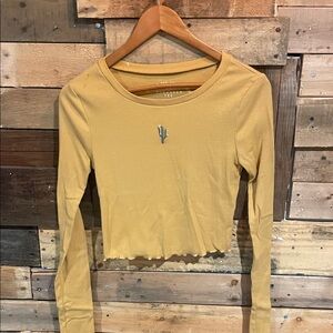 Mustard Long Sleeve Crop Top